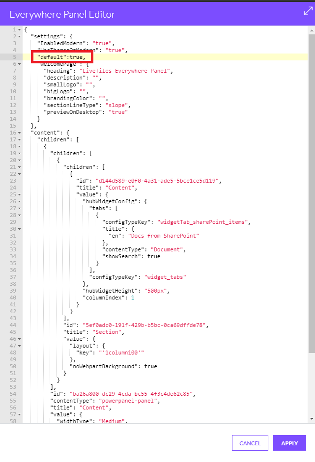 Everywhere Panel Manager Default Node