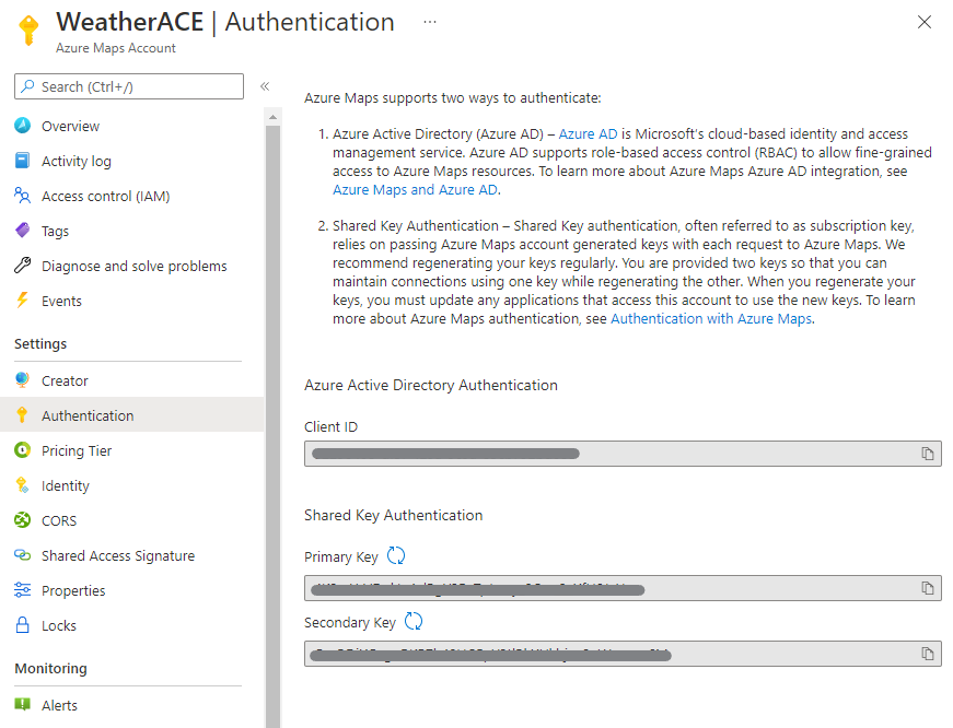 Azure Maps Key